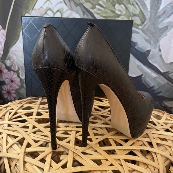 NWT Chinese laundry snakeskin croc black brown platform pumps size 7 - Picture 2 of 6